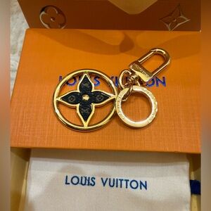 Louis Vuitton Black and Gold Monogram Circle Key Charm